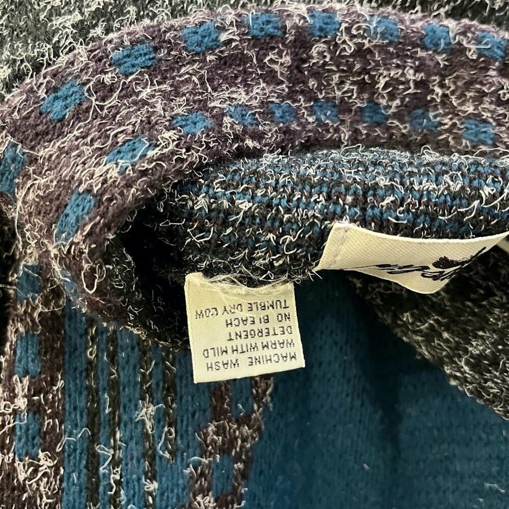 ZEPPELIN Vintage Blue & Charcoal Gray Pullover Long Sleeve Sweater Chunky Knit M - Picture 16 of 16